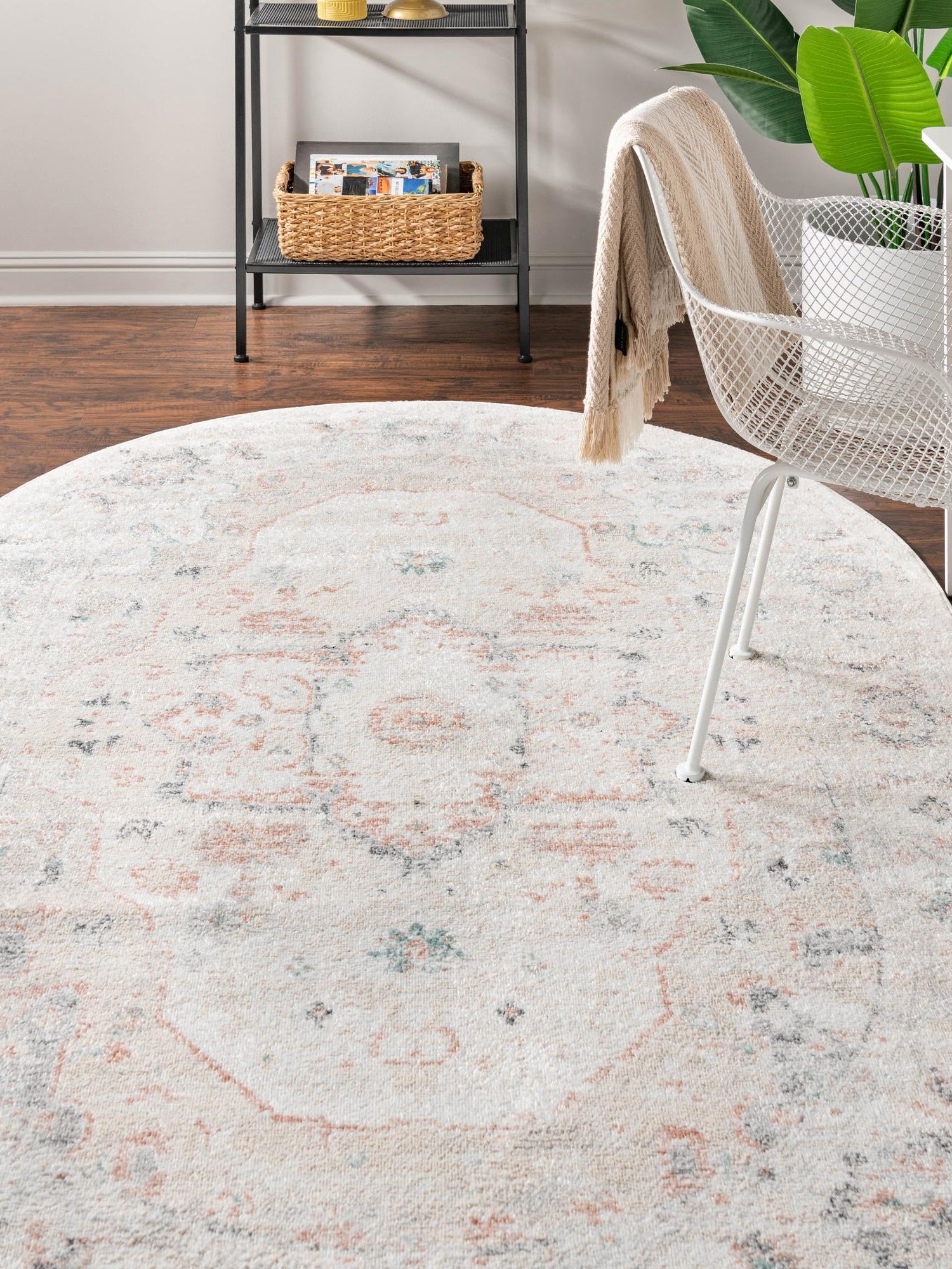 Ivory 4' x 6' Madeline Vintage Oval Area Rug 100% Polypropylene Distressed Traditional Carpet for Classic Interior Home Design for Sale at Rug Engine