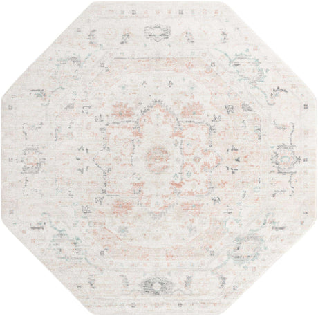 Ivory 7' 10 x 7' 10 Madeline Vintage Octagon Area Rug 100% Polypropylene Distressed Traditional Carpet for Classic Interior Home Design for Sale at Rug Engine