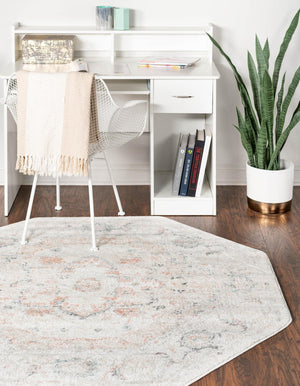 Ivory 7' 10 x 7' 10 Madeline Vintage Octagon Area Rug 100% Polypropylene Distressed Traditional Carpet for Classic Interior Home Design for Sale at Rug Engine