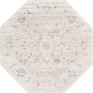 Ivory 5' 3 x 5' 3 Madeline Vintage Octagon Area Rug 100% Polypropylene Distressed Traditional Carpet for Classic Interior Home Design for Sale at Rug Engine