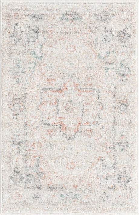 Ivory 2' x 3' Madeline Vintage Rectangle Area Rug 100% Polypropylene Distressed Traditional Carpet for Classic Interior Home Design for Sale at Rug Engine