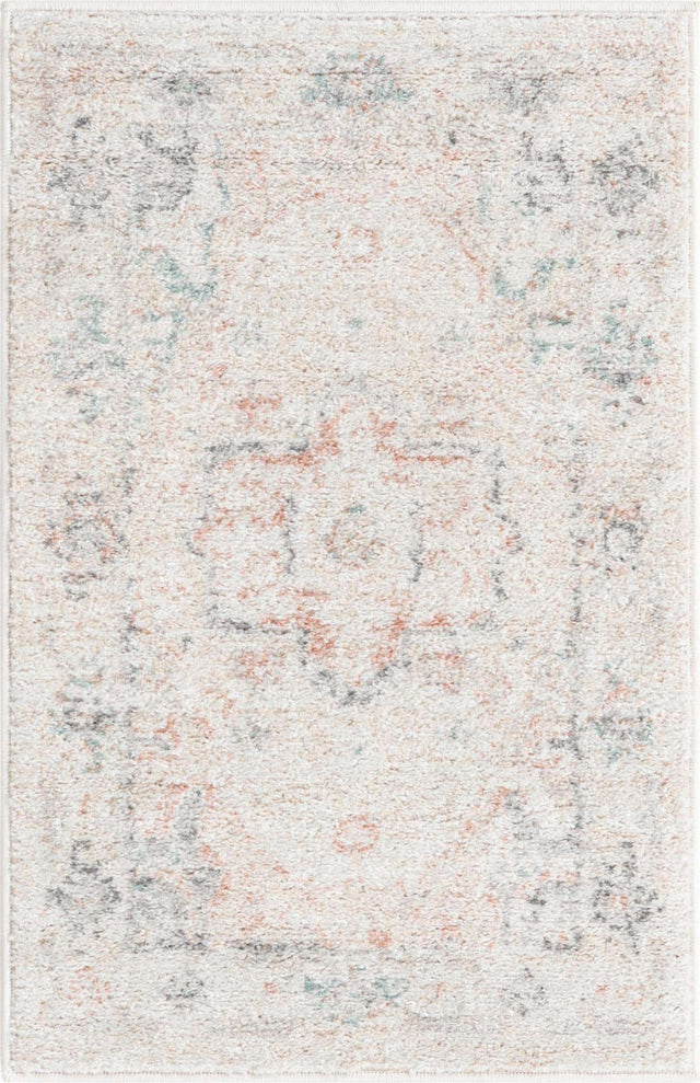 Ivory 2' x 3' Madeline Vintage Rectangle Area Rug 100% Polypropylene Distressed Traditional Carpet for Classic Interior Home Design for Sale at Rug Engine