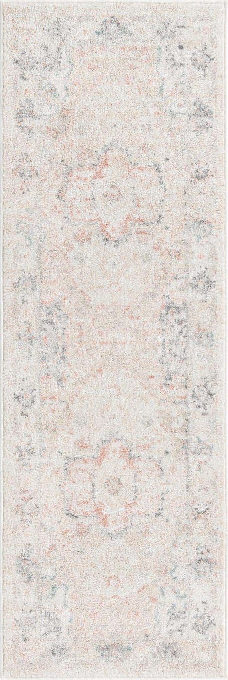Ivory 2' x 6' Madeline Vintage Runner Area Rug 100% Polypropylene Distressed Traditional Carpet for Classic Interior Home Design for Sale at Rug Engine