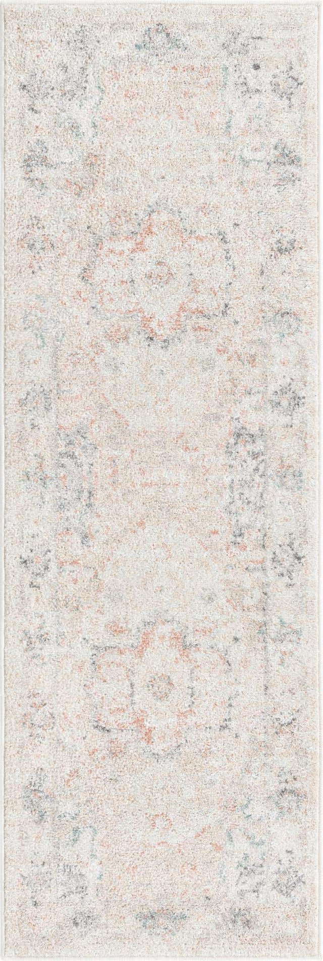 Ivory 2' x 6' Madeline Vintage Runner Area Rug 100% Polypropylene Distressed Traditional Carpet for Classic Interior Home Design for Sale at Rug Engine