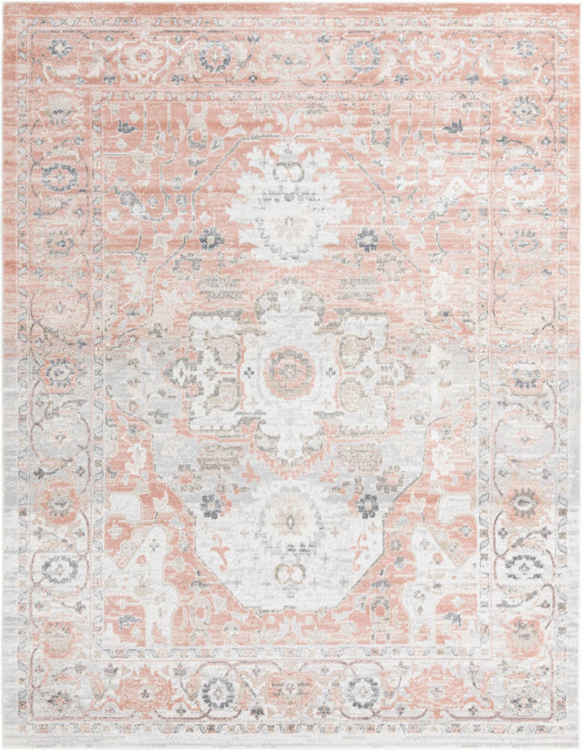 Rose Pink 10' x 13' Madeline Vintage Rectangle Area Rug 100% Polypropylene Distressed Traditional Carpet for Classic Interior Home Design for Sale at Rug Engine