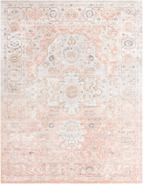 Rose Pink 9' x 12' Madeline Vintage Rectangle Area Rug 100% Polypropylene Distressed Traditional Carpet for Classic Interior Home Design for Sale at Rug Engine