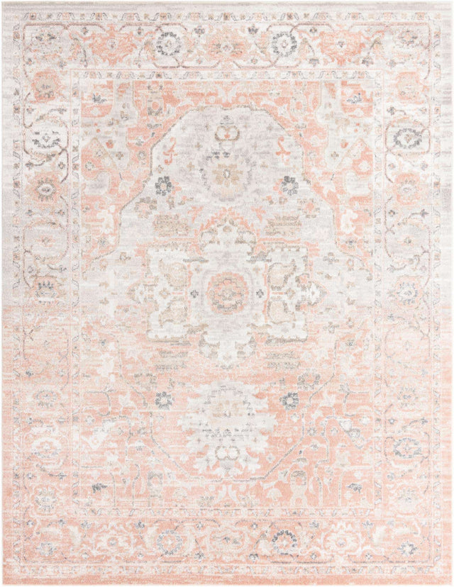 Rose Pink 9' x 12' Madeline Vintage Rectangle Area Rug 100% Polypropylene Distressed Traditional Carpet for Classic Interior Home Design for Sale at Rug Engine