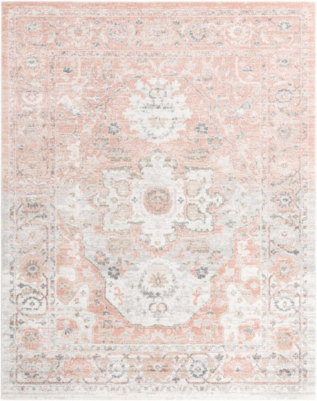 Rose Pink 7' 10 x 10' Madeline Vintage Rectangle Area Rug 100% Polypropylene Distressed Traditional Carpet for Classic Interior Home Design for Sale at Rug Engine