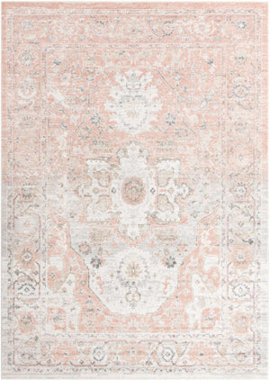 Rose Pink 7' x 10' Madeline Vintage Rectangle Area Rug 100% Polypropylene Distressed Traditional Carpet for Classic Interior Home Design for Sale at Rug Engine