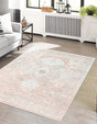 Rose Pink 7' 10 x 11' Madeline Vintage Rectangle Area Rug 100% Polypropylene Distressed Traditional Carpet for Classic Interior Home Design for Sale at Rug Engine