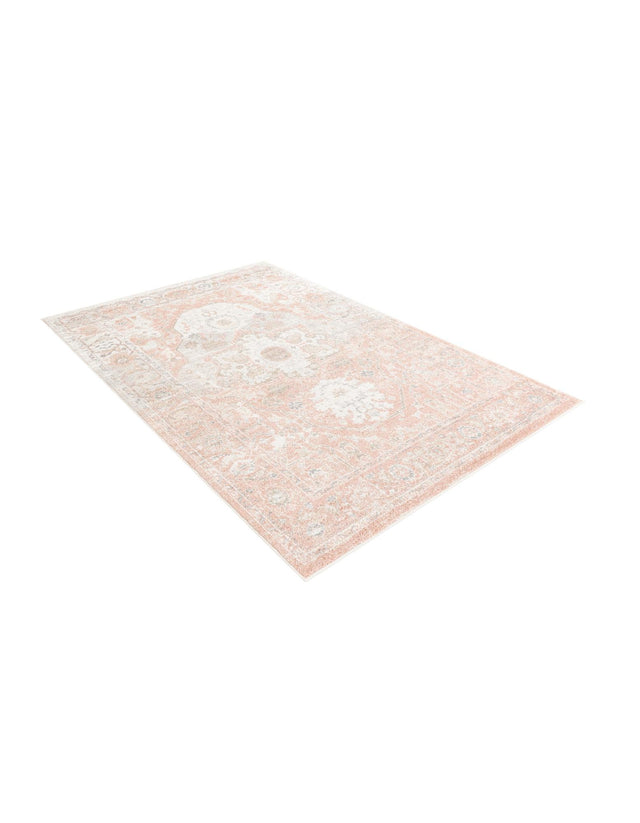 Rose Pink 5' 3 x 8' Madeline Vintage Rectangle Area Rug 100% Polypropylene Distressed Traditional Carpet for Classic Interior Home Design for Sale at Rug Engine