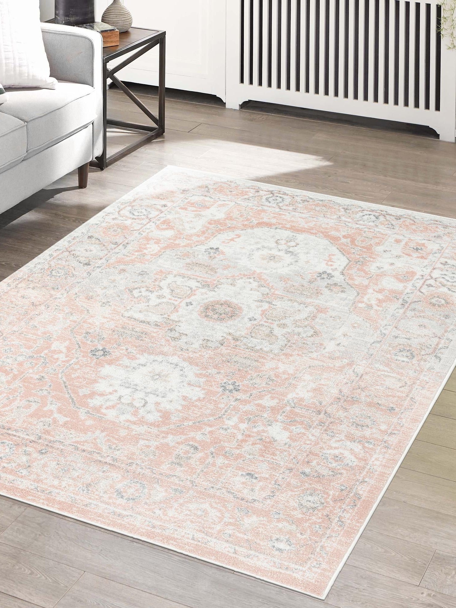 Rose Pink 10' x 13' Madeline Vintage Rectangle Area Rug 100% Polypropylene Distressed Traditional Carpet for Classic Interior Home Design for Sale at Rug Engine