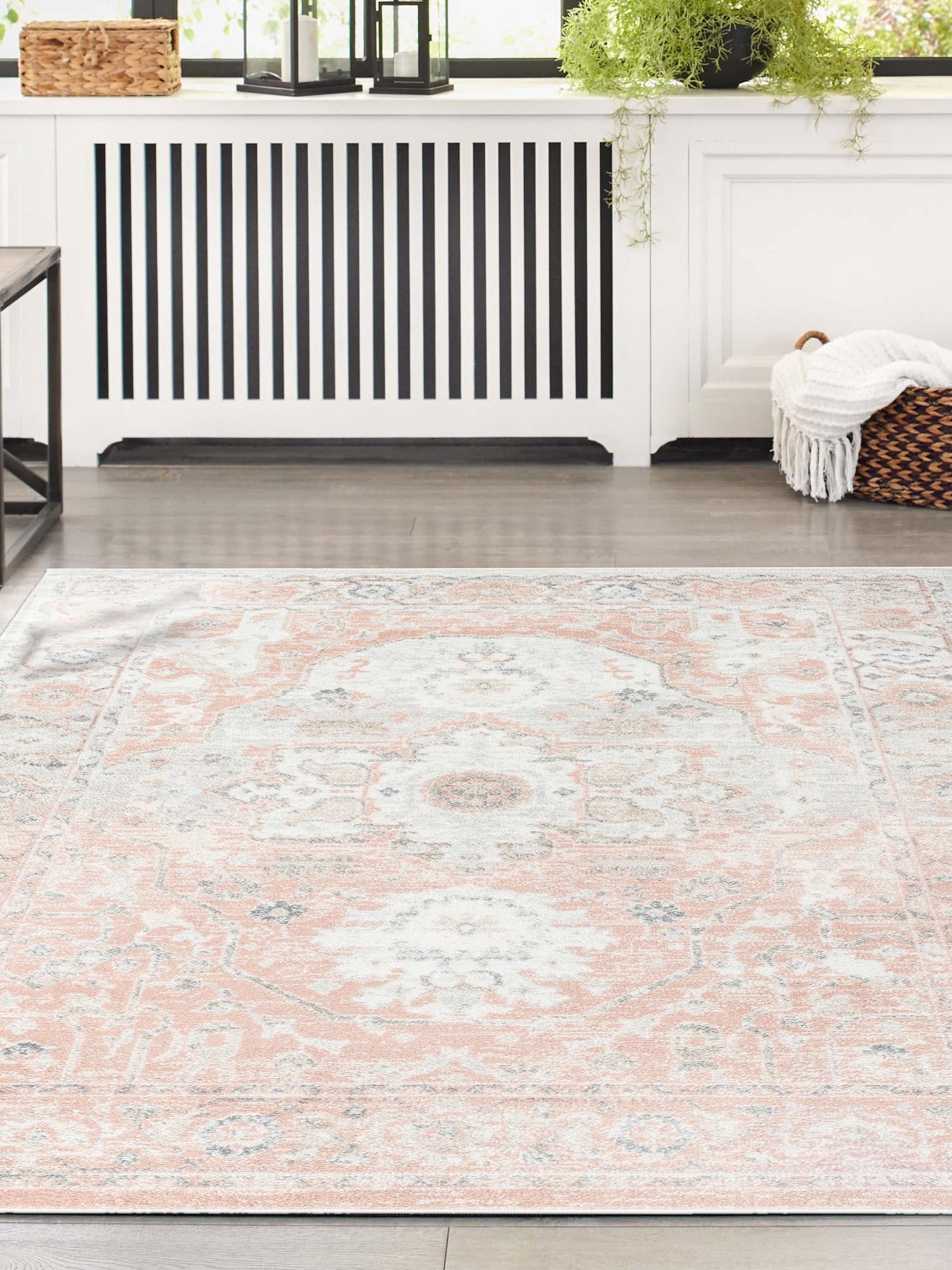 Rose Pink 10' x 13' Madeline Vintage Rectangle Area Rug 100% Polypropylene Distressed Traditional Carpet for Classic Interior Home Design for Sale at Rug Engine