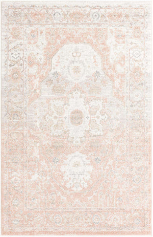 Rose Pink 5' 3 x 8' Madeline Vintage Rectangle Area Rug 100% Polypropylene Distressed Traditional Carpet for Classic Interior Home Design for Sale at Rug Engine