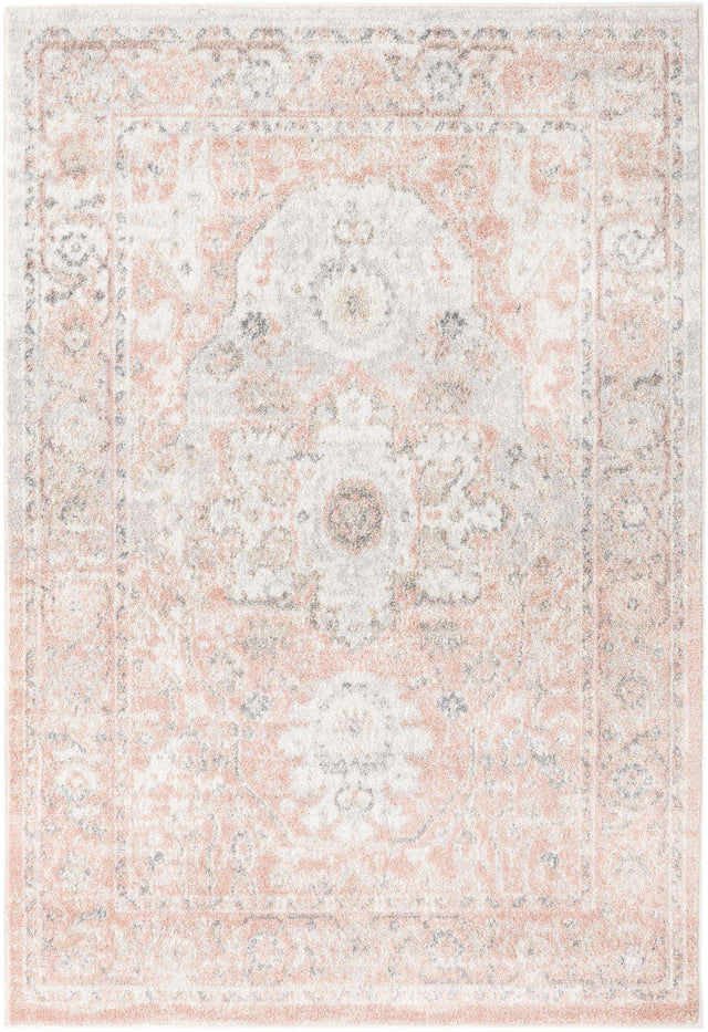 Rose Pink 4' x 6' Madeline Vintage Rectangle Area Rug 100% Polypropylene Distressed Traditional Carpet for Classic Interior Home Design for Sale at Rug Engine