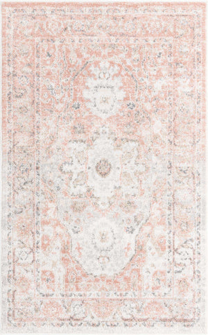 Rose Pink 3' 3 x 5' 3 Madeline Vintage Rectangle Area Rug 100% Polypropylene Distressed Traditional Carpet for Classic Interior Home Design for Sale at Rug Engine
