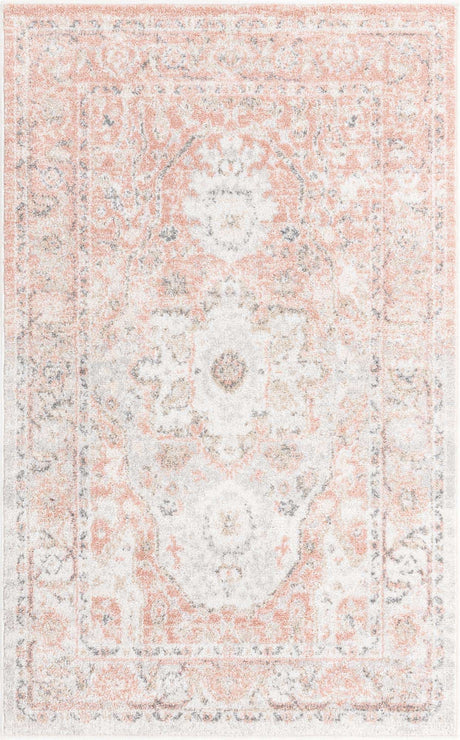 Rose Pink 3' 3 x 5' 3 Madeline Vintage Rectangle Area Rug 100% Polypropylene Distressed Traditional Carpet for Classic Interior Home Design for Sale at Rug Engine