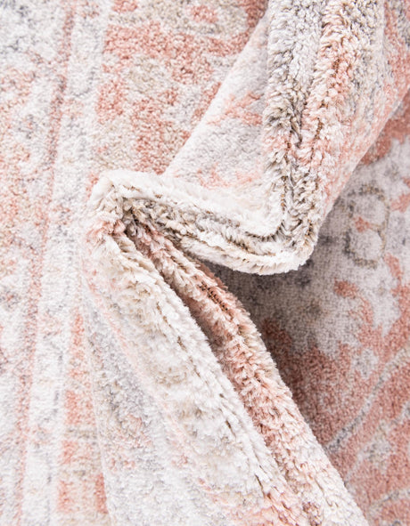 Rose Pink 7' 1 x 7' 1 Madeline Vintage Square Area Rug 100% Polypropylene Distressed Traditional Carpet for Classic Interior Home Design for Sale at Rug Engine