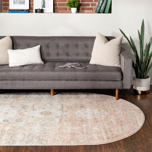 Rose Pink 7' 10 x 10' Madeline Vintage Oval Area Rug 100% Polypropylene Distressed Traditional Carpet for Classic Interior Home Design for Sale at Rug Engine