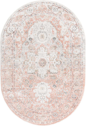 Rose Pink 4' x 6' Madeline Vintage Oval Area Rug 100% Polypropylene Distressed Traditional Carpet for Classic Interior Home Design for Sale at Rug Engine
