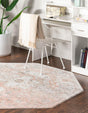 Rose Pink 7' 10 x 7' 10 Madeline Vintage Octagon Area Rug 100% Polypropylene Distressed Traditional Carpet for Classic Interior Home Design for Sale at Rug Engine