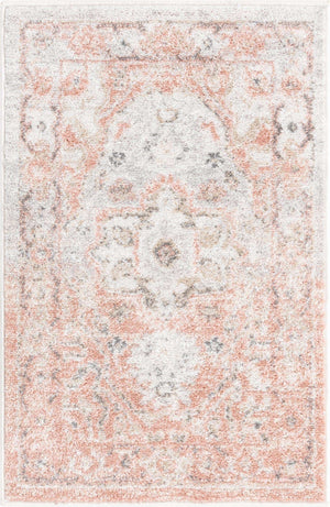 Rose Pink 2' x 3' Madeline Vintage Rectangle Area Rug 100% Polypropylene Distressed Traditional Carpet for Classic Interior Home Design for Sale at Rug Engine