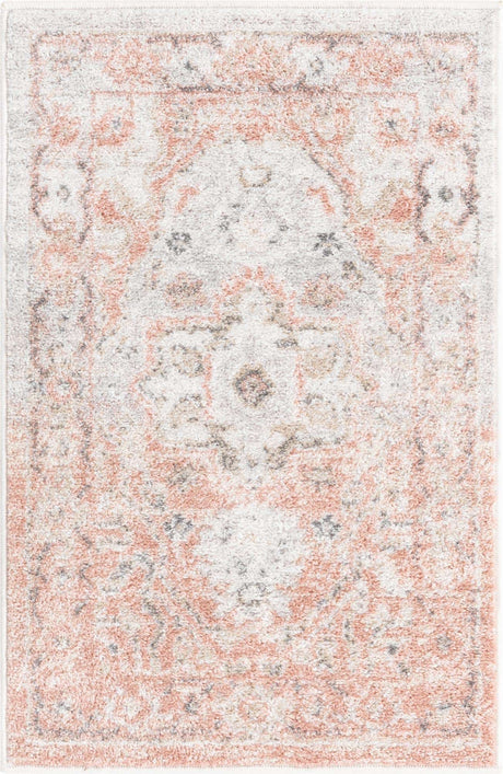 Rose Pink 2' x 3' Madeline Vintage Rectangle Area Rug 100% Polypropylene Distressed Traditional Carpet for Classic Interior Home Design for Sale at Rug Engine