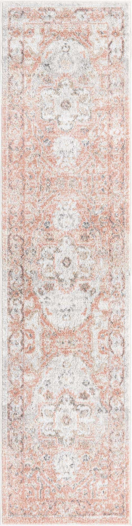 Rose Pink 2' x 8' Madeline Vintage Runner Area Rug 100% Polypropylene Distressed Traditional Carpet for Classic Interior Home Design for Sale at Rug Engine