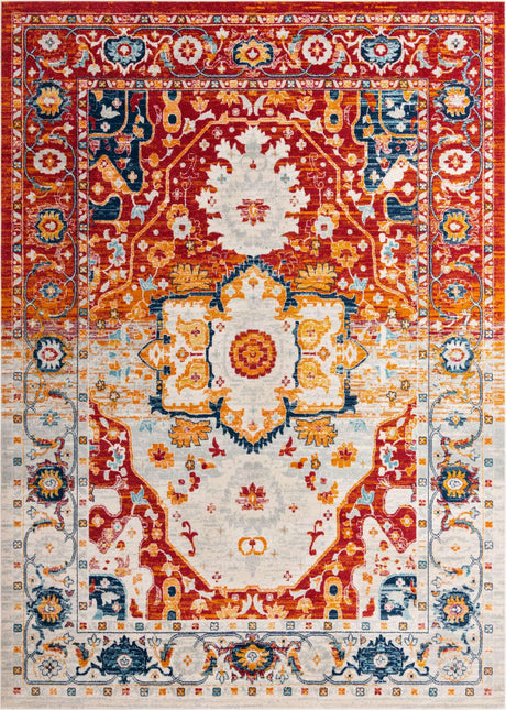 Rust Red 10' x 14' Madeline Vintage Rectangle Area Rug 100% Polypropylene Distressed Traditional Carpet for Classic Interior Home Design for Sale at Rug Engine
