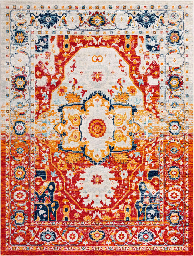 Rust Red 10' x 13' Madeline Vintage Rectangle Area Rug 100% Polypropylene Distressed Traditional Carpet for Classic Interior Home Design for Sale at Rug Engine