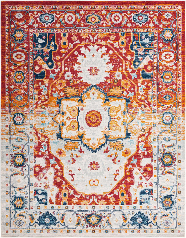 Rust Red 9' x 12' Madeline Vintage Rectangle Area Rug 100% Polypropylene Distressed Traditional Carpet for Classic Interior Home Design for Sale at Rug Engine