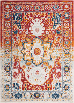 Rust Red 7' x 10' Madeline Vintage Rectangle Area Rug 100% Polypropylene Distressed Traditional Carpet for Classic Interior Home Design for Sale at Rug Engine