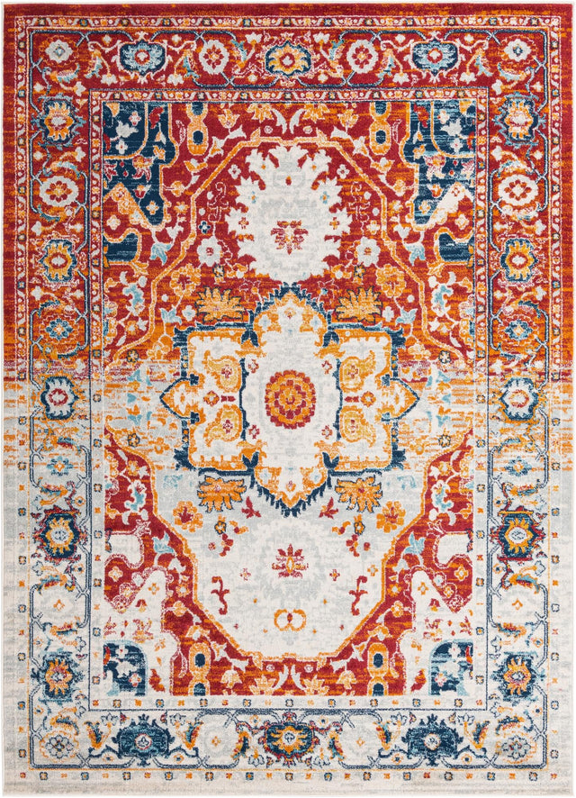 Rust Red 7' x 10' Madeline Vintage Rectangle Area Rug 100% Polypropylene Distressed Traditional Carpet for Classic Interior Home Design for Sale at Rug Engine
