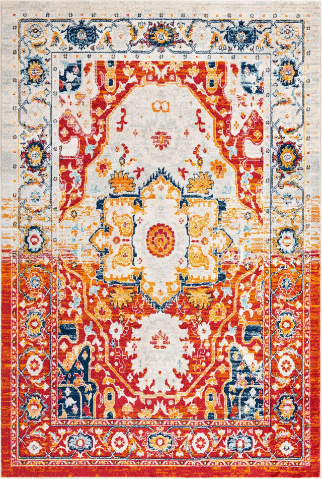 Rust Red 6' x 9' Madeline Vintage Rectangle Area Rug 100% Polypropylene Distressed Traditional Carpet for Classic Interior Home Design for Sale at Rug Engine