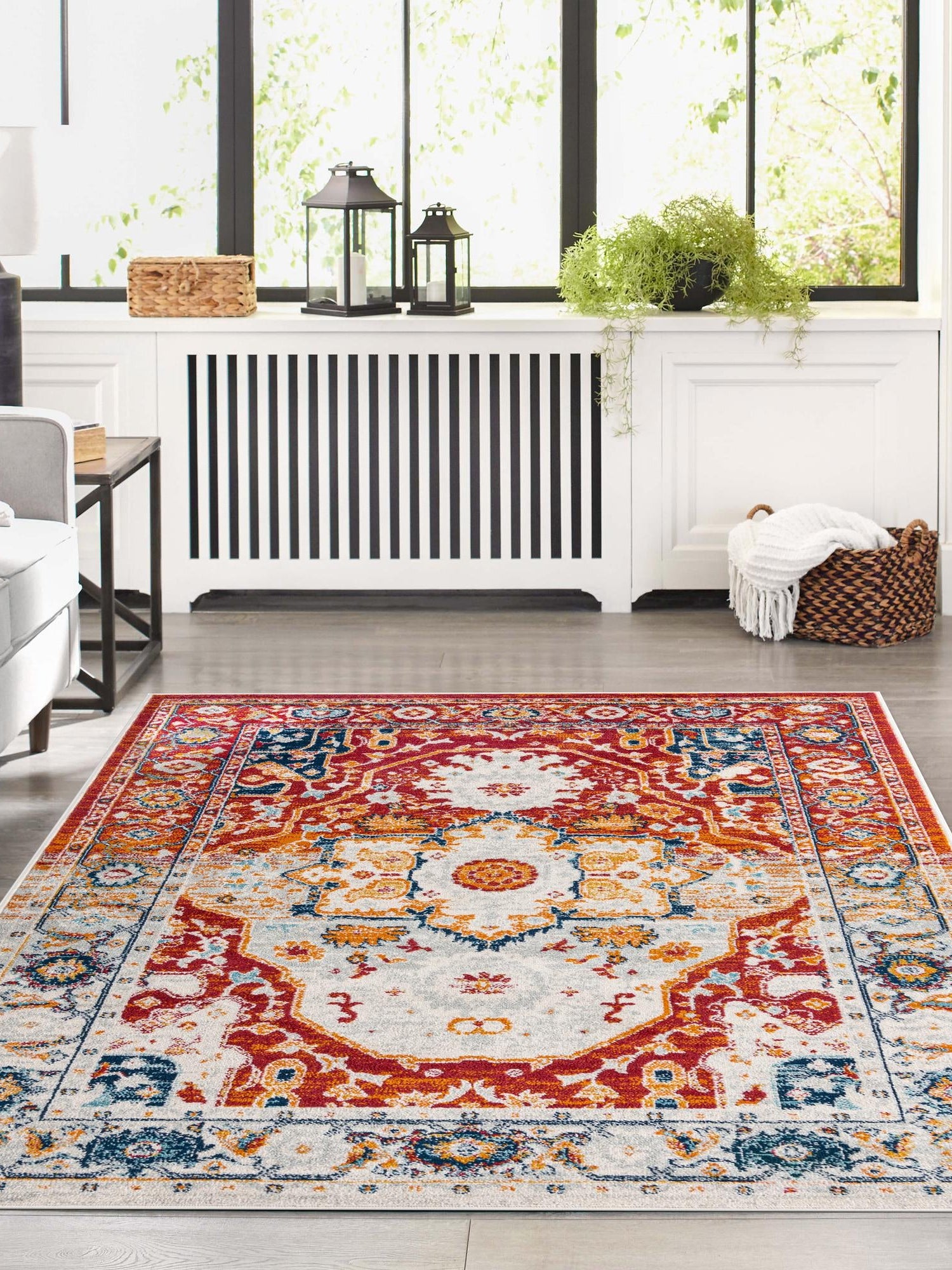 Rust Red 9' x 12' Madeline Vintage Rectangle Area Rug 100% Polypropylene Distressed Traditional Carpet for Classic Interior Home Design for Sale at Rug Engine