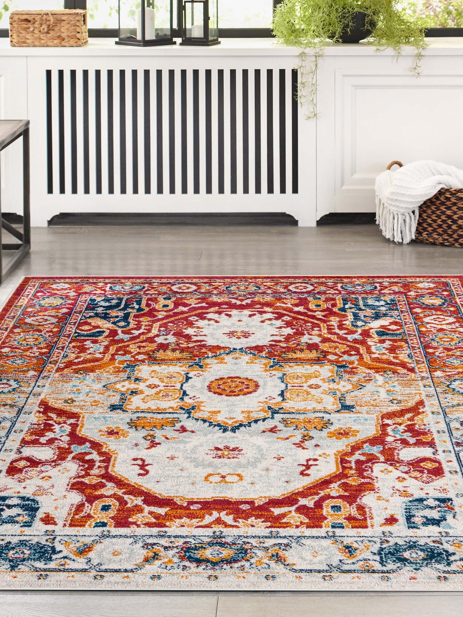 Rust Red 10' x 14' Madeline Vintage Rectangle Area Rug 100% Polypropylene Distressed Traditional Carpet for Classic Interior Home Design for Sale at Rug Engine