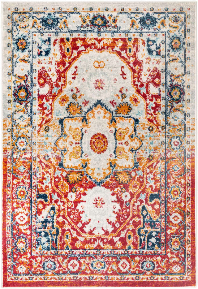 Rust Red 4' x 6' Madeline Vintage Rectangle Area Rug 100% Polypropylene Distressed Traditional Carpet for Classic Interior Home Design for Sale at Rug Engine