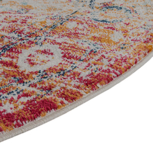 Rust Red 5' 3 x 5' 3 Madeline Vintage Round Area Rug 100% Polypropylene Distressed Traditional Carpet for Classic Interior Home Design for Sale at Rug Engine