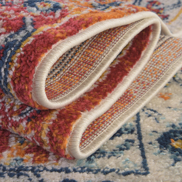 Rust Red 7' 10 x 7' 10 Madeline Vintage Round Area Rug 100% Polypropylene Distressed Traditional Carpet for Classic Interior Home Design for Sale at Rug Engine