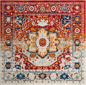 Rust Red 7' 10 x 7' 10 Madeline Vintage Square Area Rug 100% Polypropylene Distressed Traditional Carpet for Classic Interior Home Design for Sale at Rug Engine