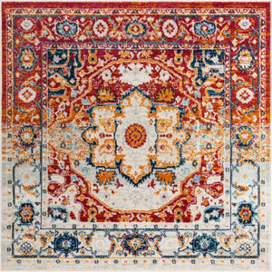 Rust Red 5' 3 x 5' 3 Madeline Vintage Square Area Rug 100% Polypropylene Distressed Traditional Carpet for Classic Interior Home Design for Sale at Rug Engine