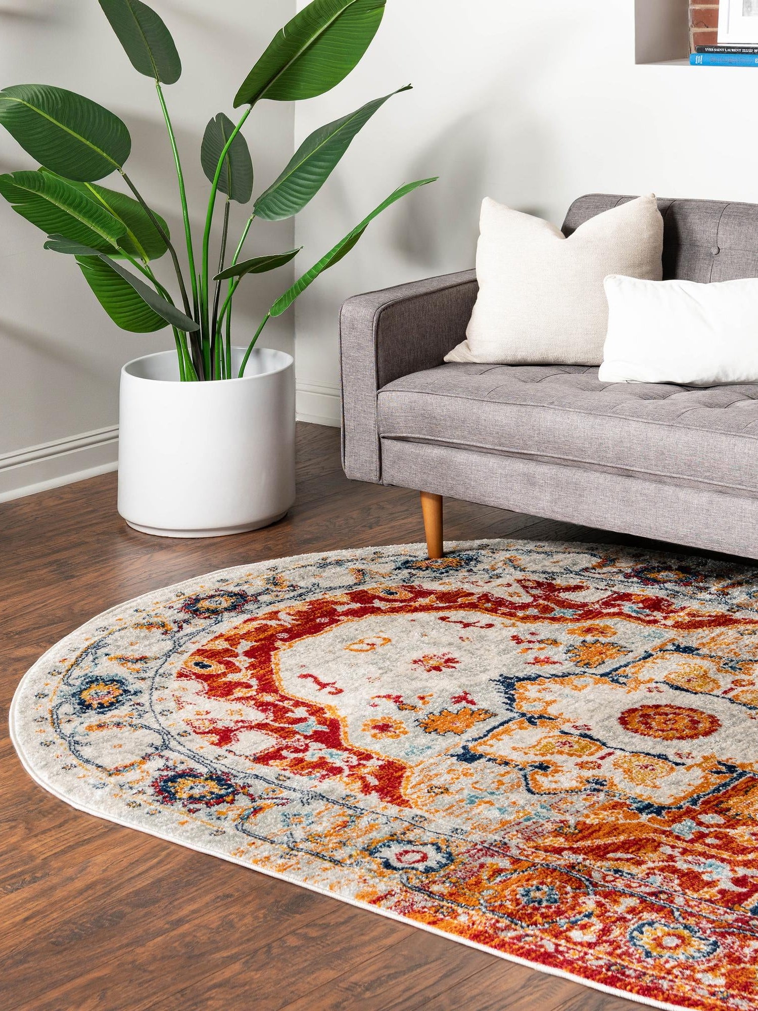 Rust Red 5' 3 x 8' Madeline Vintage Oval Area Rug 100% Polypropylene Distressed Traditional Carpet for Classic Interior Home Design for Sale at Rug Engine