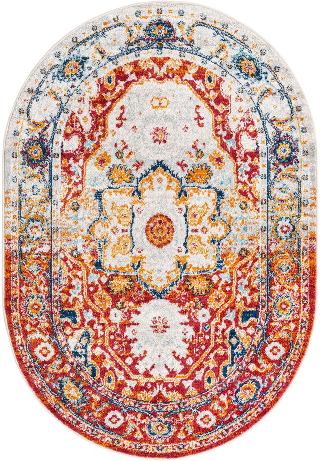 Rust Red 4' x 6' Madeline Vintage Oval Area Rug 100% Polypropylene Distressed Traditional Carpet for Classic Interior Home Design for Sale at Rug Engine