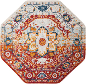 Rust Red 7' 10 x 7' 10 Madeline Vintage Octagon Area Rug 100% Polypropylene Distressed Traditional Carpet for Classic Interior Home Design for Sale at Rug Engine