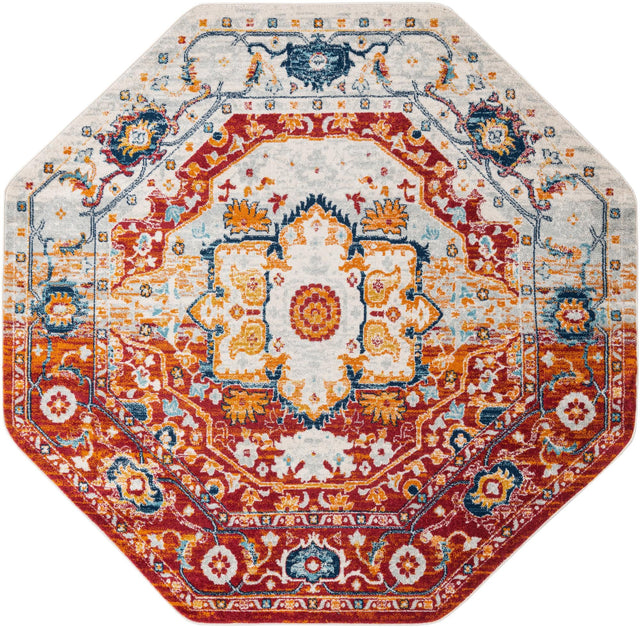 Rust Red 7' 10 x 7' 10 Madeline Vintage Octagon Area Rug 100% Polypropylene Distressed Traditional Carpet for Classic Interior Home Design for Sale at Rug Engine