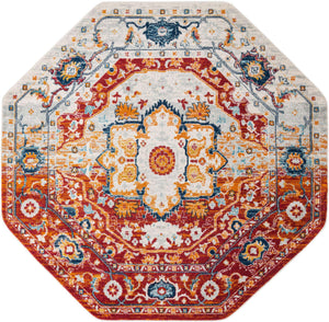 Rust Red 7' 10 x 7' 10 Madeline Vintage Octagon Area Rug 100% Polypropylene Distressed Traditional Carpet for Classic Interior Home Design for Sale at Rug Engine
