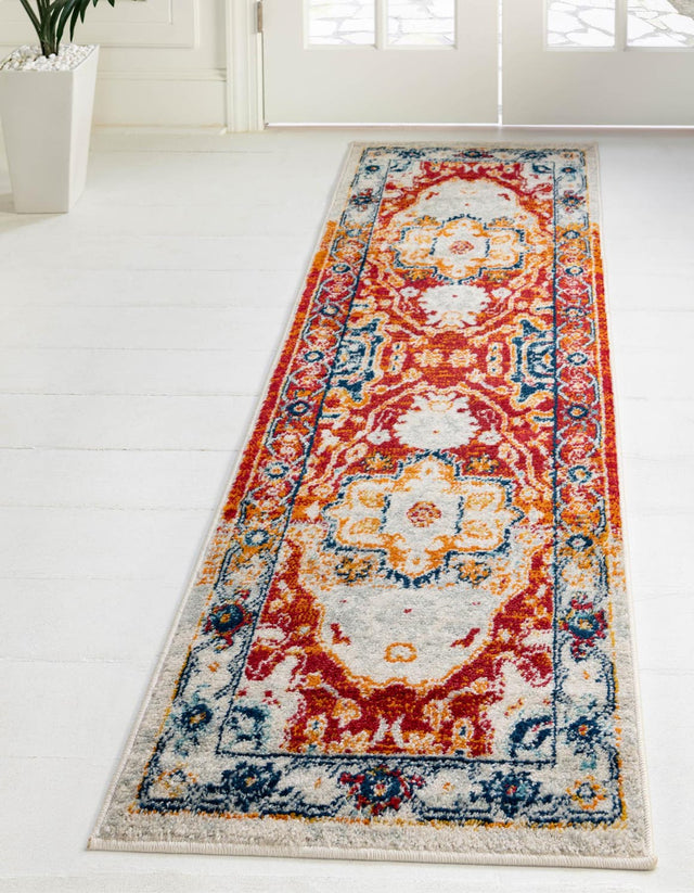 Rust Red 2' 11 x 13' Madeline Vintage Runner Area Rug 100% Polypropylene Distressed Traditional Carpet for Classic Interior Home Design for Sale at Rug Engine