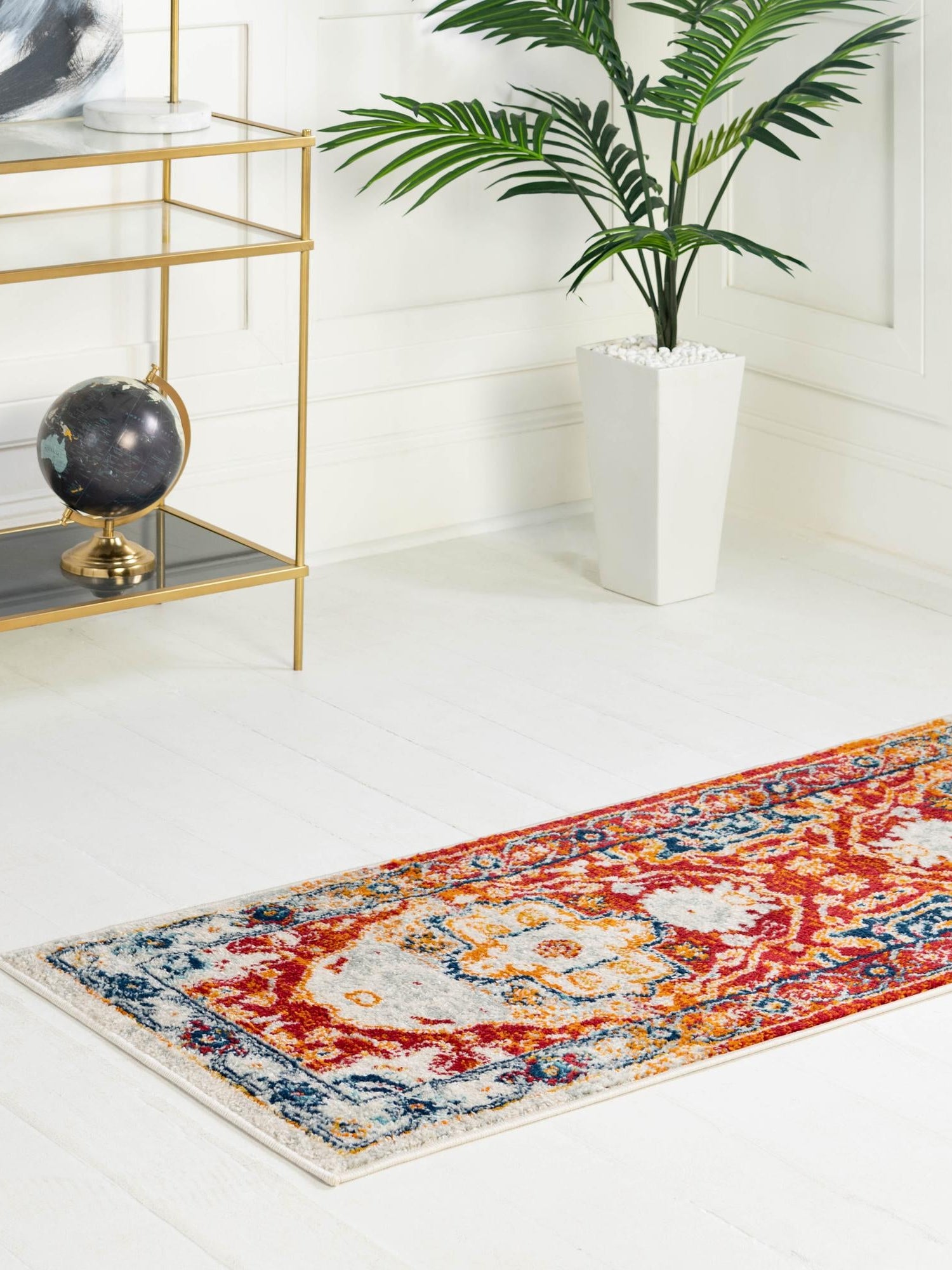 Rust Red 2' x 8' Madeline Vintage Runner Area Rug 100% Polypropylene Distressed Traditional Carpet for Classic Interior Home Design for Sale at Rug Engine