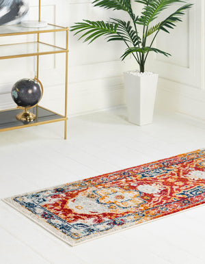 Rust Red 2' x 8' Madeline Vintage Runner Area Rug 100% Polypropylene Distressed Traditional Carpet for Classic Interior Home Design for Sale at Rug Engine