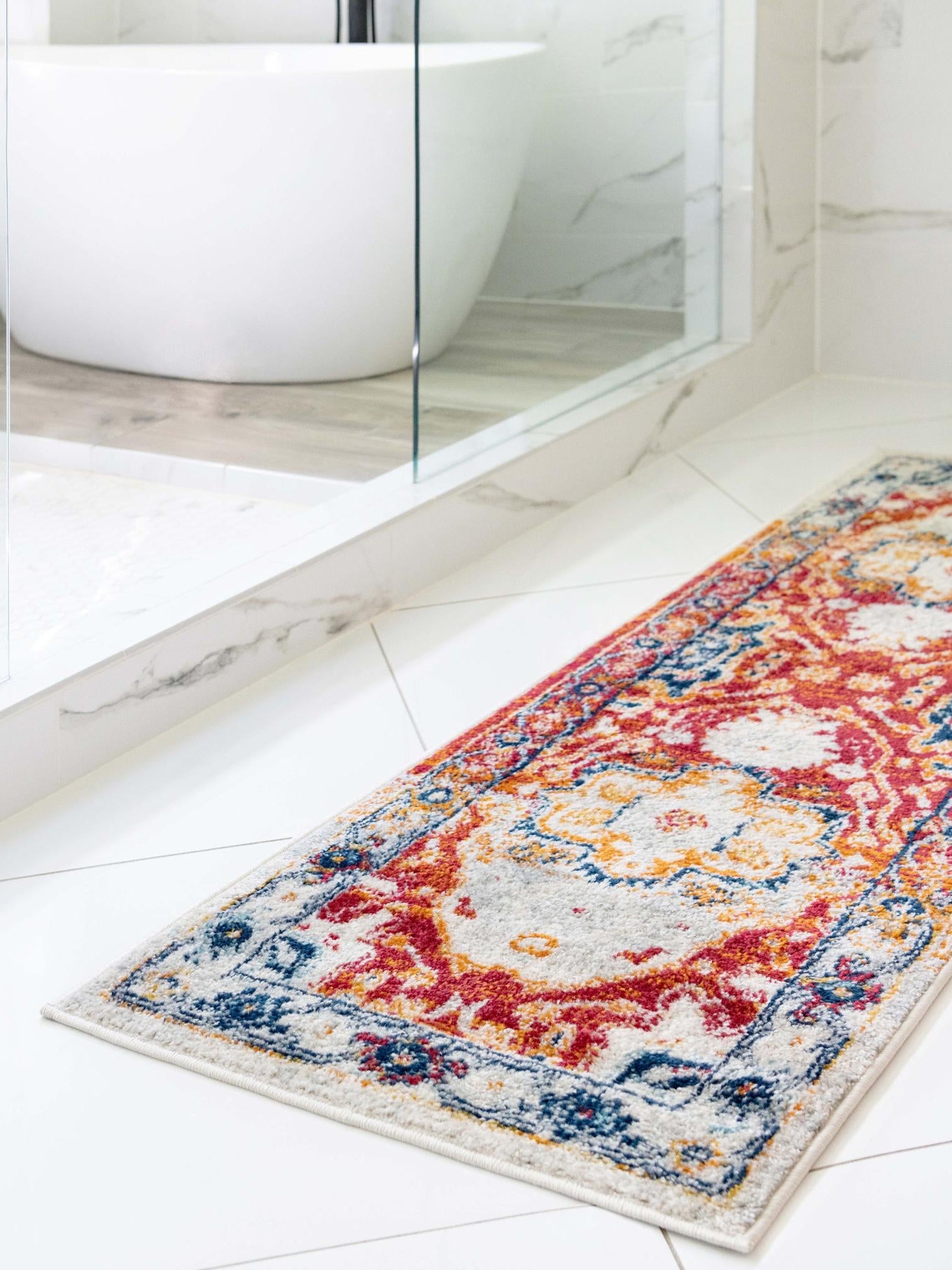 Rust Red 2' 11 x 13' Madeline Vintage Runner Area Rug 100% Polypropylene Distressed Traditional Carpet for Classic Interior Home Design for Sale at Rug Engine